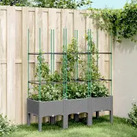 vidaXL "Rabatt" Pflanzkübel modernem Design - Blumentopf/Pflanzkasten - mit Rankgitter Hellgrau 120x40x142,5 cm PP - Beete CC16907