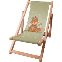Dreamroots Kinder Liegestuhl klappbar Holz, bis zu 130 kg, Sonnenliege klappbar mit 3-stufiger Neigungsregulierung der Rückenlehne, Little Fox Boho