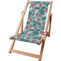 Dreamroots Kinder Liegestuhl klappbar Holz, bis zu 130 kg, Sonnenliege klappbar mit 3-stufiger Neigungsregulierung der Rückenlehne, Strawberries