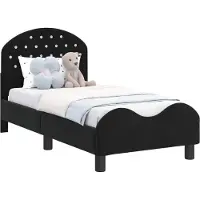 Syfax Kinderbettgestell mit Kopfteil Schwarz 70 x 140 cm Samt
