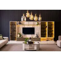 AEA Elegant Wohnwand Wohnzimmer Anbau Wand 388cm Luxus Wohnwände Sideboard