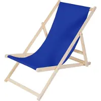 Mucola Strandstuhl klappbar Strandliege Holz Liegestuhl Gartenliege Sonnenliege Faltliege - Blau