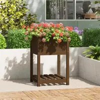 vidaXL "2026 Promotion" Hochbeet - Pflanzkübel - mit Ablage Honigbraun 54x54x81 cm - Massivholz Kiefer - Beete CC28974