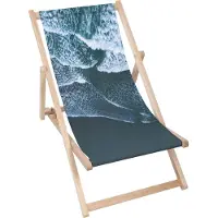 Dreamroots Liegestuhl klappbar Holz, Buchenholz bis zu 130 kg, Sonnenliege klappbar mit 3-stufiger Neigungsregulierung der Rückenlehne, Restless Ocean