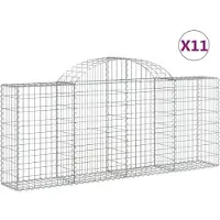 vidaXL Möbel Gabionen-Hochbeet - Blumenkasten - mit Hochbogen 11er-set - multifunktional& Moderne - 200x30x80/100cm Verzinktes Eisen - Beete Einfacher Aufbau CLORIS7217137