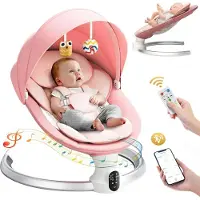 StarTech.com Elektrische Babyschaukel - Wiege - App & Fernbedienung - 5 Geschwindigkeiten - 3 Timer - 10 Melodien, Bluetooth - bis 10 kg - 0–12 Monate - Rot
