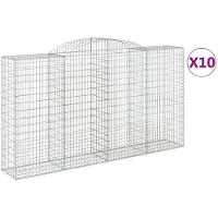 vidaXL Gabionen mit Hochbogen 10 Stk 300x50x160/180cm Verzinktes Eisen