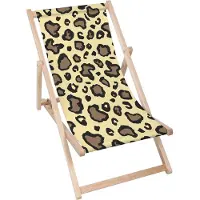 Dreamroots Liegestuhl klappbar Holz, Buchenholz bis zu 130 kg, Sonnenliege klappbar mit 3-stufiger Neigungsregulierung der Rückenlehne, Leopard