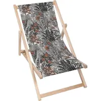 Dreamroots Liegestuhl klappbar Holz bis zu 130 kg, Sonnenliege klappbar mit 3-stufiger Neigungsregulierung der Rückenlehne, Vintage Tropical