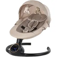 Coil Babywippe, Elektrisch Babyschaukel, Multifunktional Babywippe, 5 Schwungstufen, Bluetooth, Musik, 5-Punkt-Gurt, Tuya-Anwendung, Beige/Gold