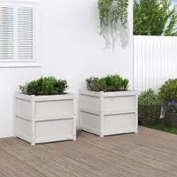 Prolenta Maison Exclusive - Pflanzkübel 2 Stk. Weiß Massivholz Kiefer