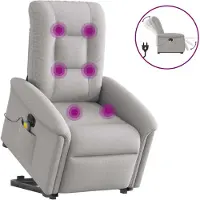 Syfax Massagesessel mit Aufstehhilfe Elektrisch Wolkengrau Stoff