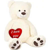 Ed Brubaker XXL Teddybär 100 cm Weiß mit einem I Love You Herz Stofftier Plüschtier Kuscheltier