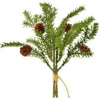 Viana Künstlicher Tannenzweig mit Zapfen für Weihnachtsdekoration, 4 Stück