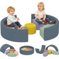 AIYAPLAY Schaumstoff Bausteine 7er-Set Softbausteine mit Cord-Optik