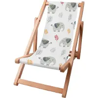 Dreamroots Kinder Liegestuhl klappbar Holz bis zu 130 kg, Sonnenliege klappbar mit 3-stufiger Neigungsregulierung der Rückenlehne, Cute Elephant