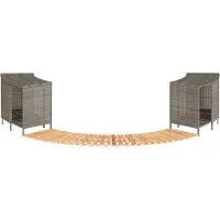 vidaXL Möbel Whirlpool-Umrandung Grau Poly Rattan und Massivholz Akazie - Poolzubehör &28437