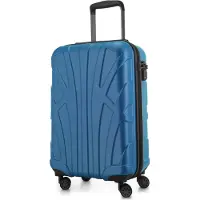 Suitline - leichtes Handgepäck 55x35x20 cm Flugzeug-Trolley 34 L Bordgepäck Hand-Koffer leicht Bord-Koffer 4 Rollen Kabinengepäck Hand Luggage TSA ,Cyanblau