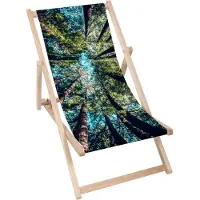 Dreamroots Liegestuhl klappbar Holz, Buchenholz bis zu 130 kg, Sonnenliege klappbar mit 3-stufiger Neigungsregulierung der Rückenlehne,Tropical Forest