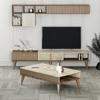 Skye Decor , Milan - Walnut, Travertine, Nussbaum, Wohnzimmermöbel-Set, 180 x 40 x 35 cm, 100 % MELAMINBESCHICHTETE SPANPLATTEN