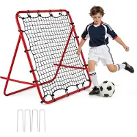 Costway Rebounder für Fußball, 100x100cm Rebound Netz faltbar mit 5 verstellbaren Winkeln, Fußballnetz, Rückprallwand Netz, Fußballtornetz