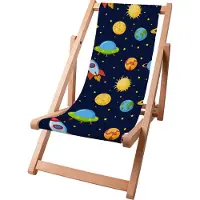 Dreamroots Kinder Liegestuhl klappbar Holz bis zu 130 kg, Sonnenliege klappbar mit 3-stufiger Neigungsregulierung der Rückenlehne, Colorful Galaxy