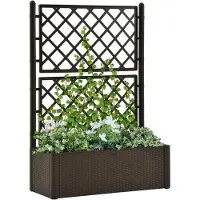 vidaXL Garten-Hochbeet mit Spalier und Selbstbewässerungssystem Mokka