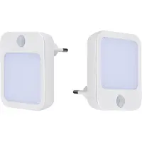 INF Bewegungsmelder Nachtlicht 2er Set PC 7.5x7.9x4.5cm EU Warmlicht Flur Warmweiß