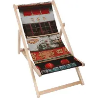 Dreamroots Liegestuhl klappbar Holz bis zu 130 kg, Sonnenliege klappbar mit 3-stufiger Neigungsregulierung der Rückenlehne, Chinese Townhouse