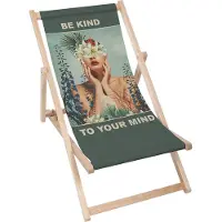 Dreamroots Liegestuhl klappbar Holz, bis zu 130 kg, Sonnenliege klappbar mit 3-stufiger Neigungsregulierung der Rückenlehne, Be Kind to Your Mind