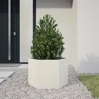 vidaXL "2026 Promotion" Hochbeet - Pflanzkübel - Weiß Sechseckig 69x60x45 Stahl - Beete CC30902