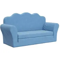 Syfax Kinder-Schlafsofa 2-Sitzer Blau Weicher Plüsch