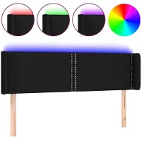Syfax LED Kopfteil Schwarz 147x16x78/88 cm Stoff
