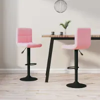vidaXL "2026 Promotion" Barhocker 2 Stk. - Hohe Qualität - Rosa Samt - Barhocker CC18750