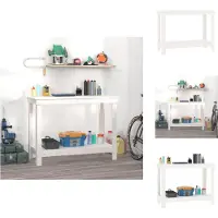 vidaXL Werkbank Weiß 110x50x80 cm Massivholz Kiefer - Werkbänke