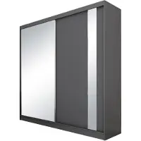 Beautysofa GAJA Schwebetürenschrank 200 cm mit Spiegel, Kleiderschrank 2-türig, Schlafzimmer Schrank modern, Graphit/Graphit ohne Schubkasteneinsätze