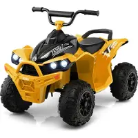 Costway 12V Elektro Kinderquad, Elektroquad mit 2,2/4,3 KM/H Geschwindigkeit, Elektro Quad für Kinder 3-8 Jahren (Gelb)