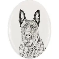 Art-Dog Holländischer Schäferhund, Hollandse Herdershond - Gedenktafel mit einem Foto eines Hundes, Grabplatte mit Druck, personalisierte ovale Platte der Marke