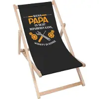 Dreamroots Liegestuhl Holz,bis zu 130 kg, mit 3-stufiger Neigungsregulierung der Rückenlehne, Wenn Papa Es Nicht Reparieren Kann Schafft Es Keiner