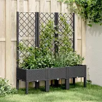 vidaXL "2026 Promotion" Hochbeet - Pflanzkübel - mit Rankgitter - Schwarz 120x40x142 cm - PP - Beete CC22352