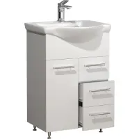 VCM 2-tlg. Waschplatz | Waschtisch Unterschrank 55 cm | Badmöbel Set mit Waschbecken | praktische Schubladen | Lisalo L