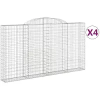 vidaXL Gabionen mit Hochbogen 4 Stk. 300x30x160/180cm Verzinktes Eisen