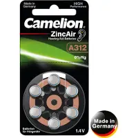 Camelion Hörgerätebatterie 6 Stück (1 Blister) Typ 312 Zinc Air P312 ZL3 PR41 Batterie für Hörgerät, Hörverstärker, Hörhilfe A312 Braun