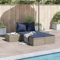 Prolenta Maison Exclusive - Doppel-Sonnenliege mit Kissen Grau Poly Rattan
