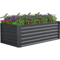 VCM Metall Hochbeet 180 x90 x 57 cm – Rechteckiger Pflanzkasten für Garten & Terrasse – Robustes Gartenbeet aus Metall, Pflanzenbeet ohne Boden, Galdo XL