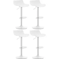 DELUKE Barhocker 4er Set höhenverstellbar Weiß JUTO - Kunststoff, 68,5-94x43x44cm | Barhocker mit Lehne Tresenhocker Barstuhl Küchenhocker Thekenhocker hoher Stuhl