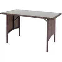 Proregal Poly-Rattan Esstisch | HxBxT 68,5x112x60 cm | Gastronomie | Braun | Esszimmertisch Gartentisch Tisch