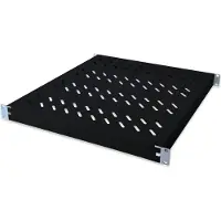 Digitus Fachboden mit variablen Befestigungsschienen zum Festeinbau in 483 mm (19")-Schränke, Verstellbares Regal, Stahl, Schwarz, 3,2 kg