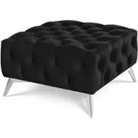 S-Style Möbel HOCKER Chesterfield Whitby Schwarz Samt mit silbernen Füßen