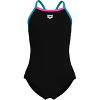 Arena GIRL'S SWIMSUIT LIGHT DROP SOLID BLACK-EYEBLUSH-SHOCKING PINK